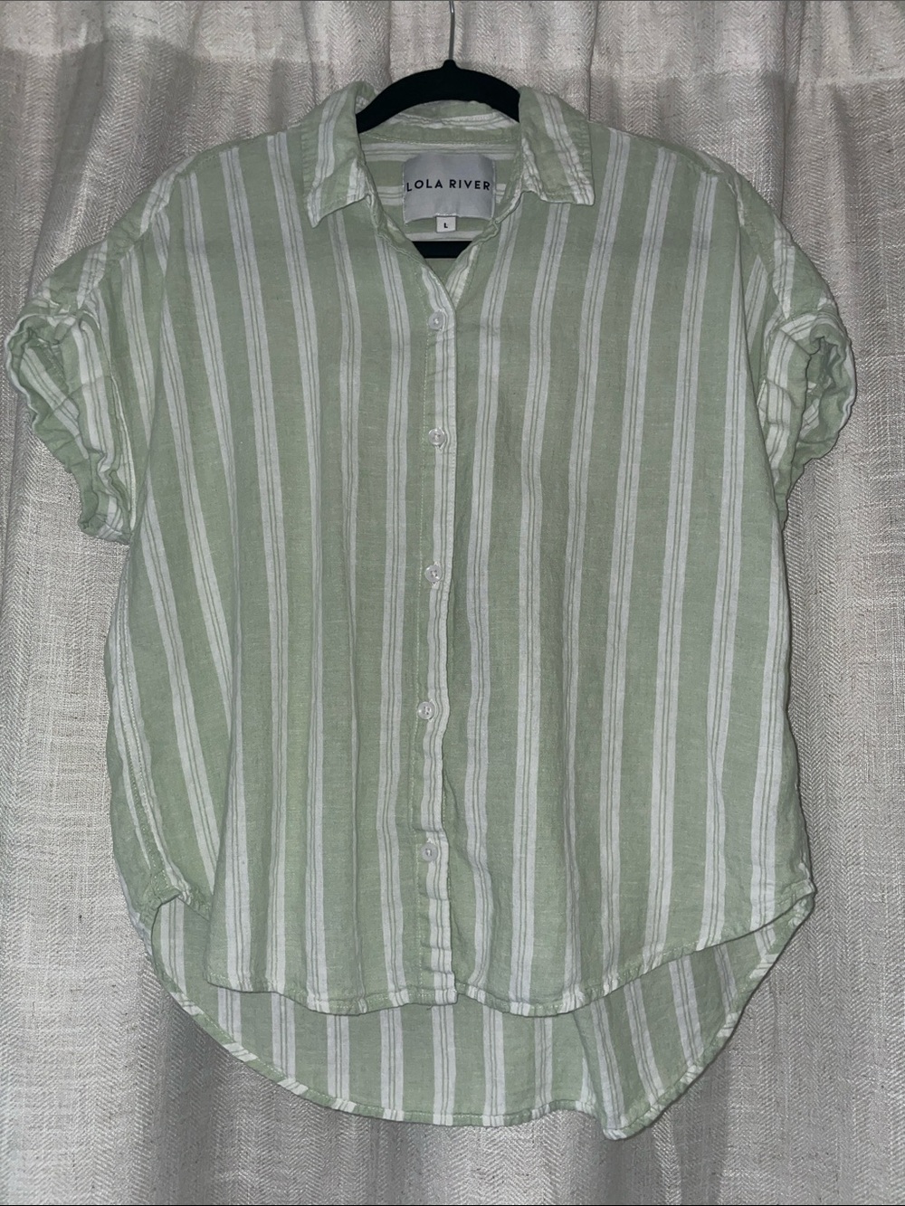 Lola River Mint Green & White Striped Button-Up Shirt - Picture 3 of 7